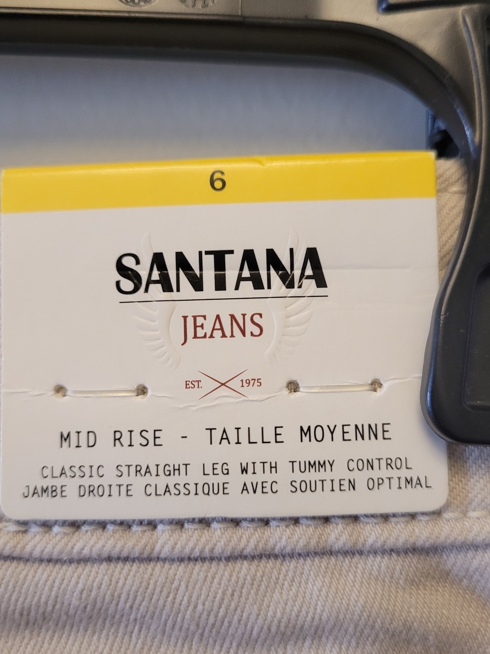 NWT Santana Jeans Size 6 Ivory Tan Tummy Control Mid Rise Straight Leg - Picture 2 of 8